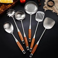 Stainless Steel Kitchen Utensil Set – 6 Piece Ergonomic Wooden Handles 5
