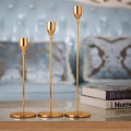 Tall Trio Stainless Steel Candle Holders Set - Modern Minimalist Candle Stick Holders for Home Decor