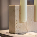 Travertine Stone Candle Holder for Two Taper Candles – Natural Texture and Modern Design