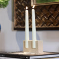 Travertine Stone Candle Holder for Two Taper Candles – Natural Texture and Modern Design