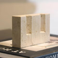 Travertine Stone Candle Holder for Two Taper Candles – Natural Texture and Modern Design