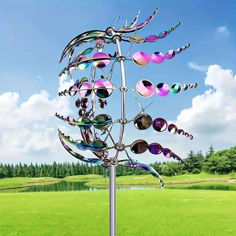 Twilight Twirl Wind Spinner - Large Weather-Resistant Metal Garden Decor for Outdoor Kinetic Art Display