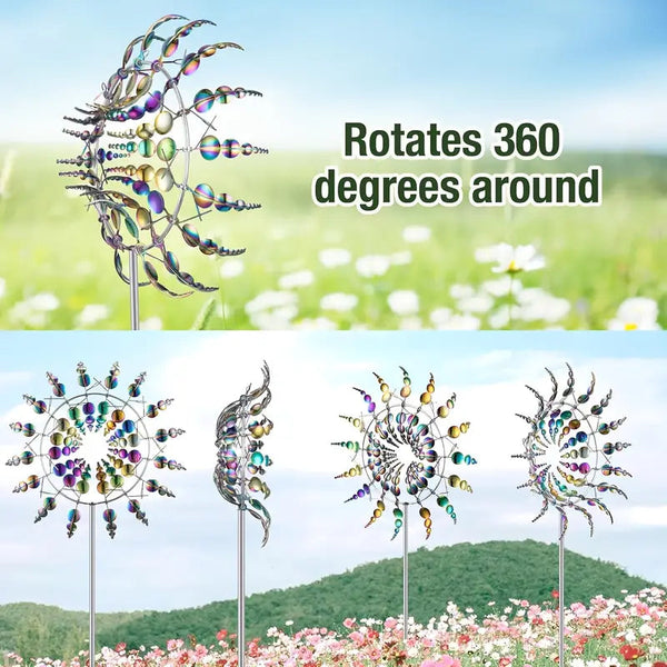 Twilight Twirl Wind Spinner - Large Weather-Resistant Metal Garden Decor for Outdoor Kinetic Art Display