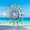 Twilight Twirl Wind Spinner - Large Weather-Resistant Metal Garden Decor for Outdoor Kinetic Art Display