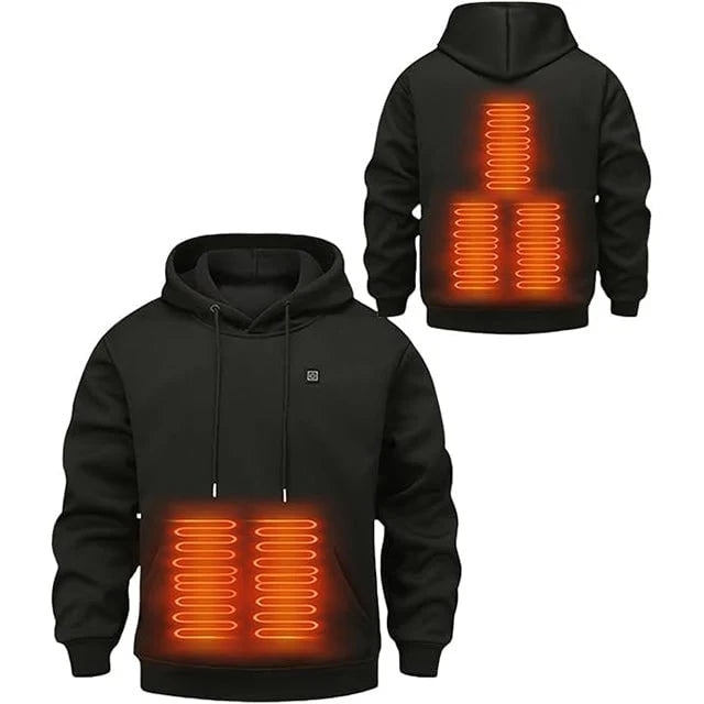 USB-Powered Heated Hoodie with Smart Temperature Control, Full-Zip Design, Adjustable Hood, Unisex Sweatshirt for Cold Weather