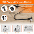 USB Wearable Heated Blanket with Zipper Armholes, Dual Controls, and 6 Heating Zones for Custom Warmth