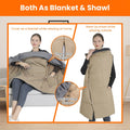 USB Wearable Heated Blanket with Zipper Armholes, Dual Controls, and 6 Heating Zones for Custom Warmth