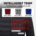 Unisex Heated Jacket with 3-Level Temperature Control, USB Power Connection – Black Winter Outerwear