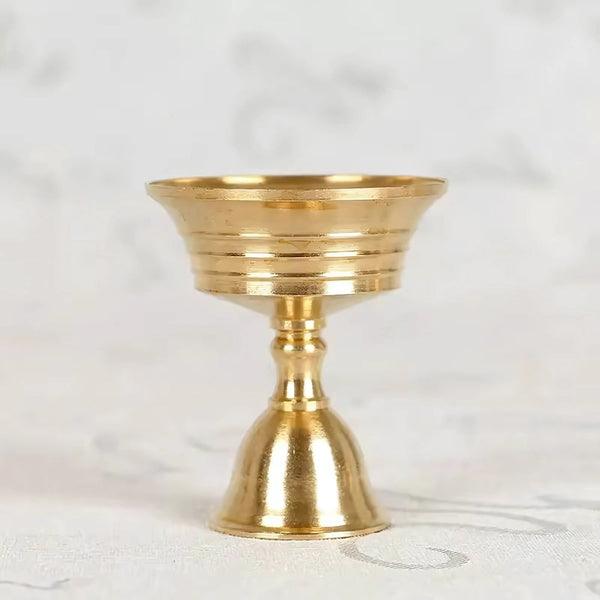 Vintage Copper Cup Candle Holder with Pedestal Base for Ambient Lighting and Meditation