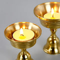 Vintage Copper Cup Candle Holder with Pedestal Base for Ambient Lighting and Meditation