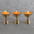 Vintage Copper Cup Candle Holder with Pedestal Base for Ambient Lighting and Meditation