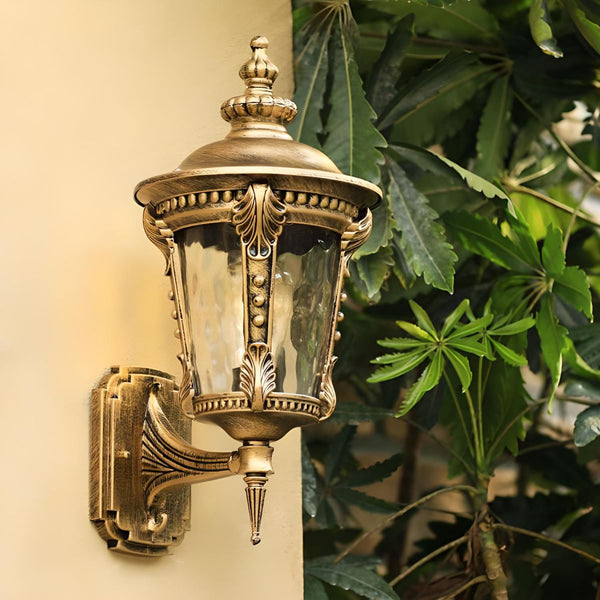 Vintage Glass Outdoor Wall Light – Elegant Aluminum Sconce for Patios and Gardens, Weather-Resistant Design