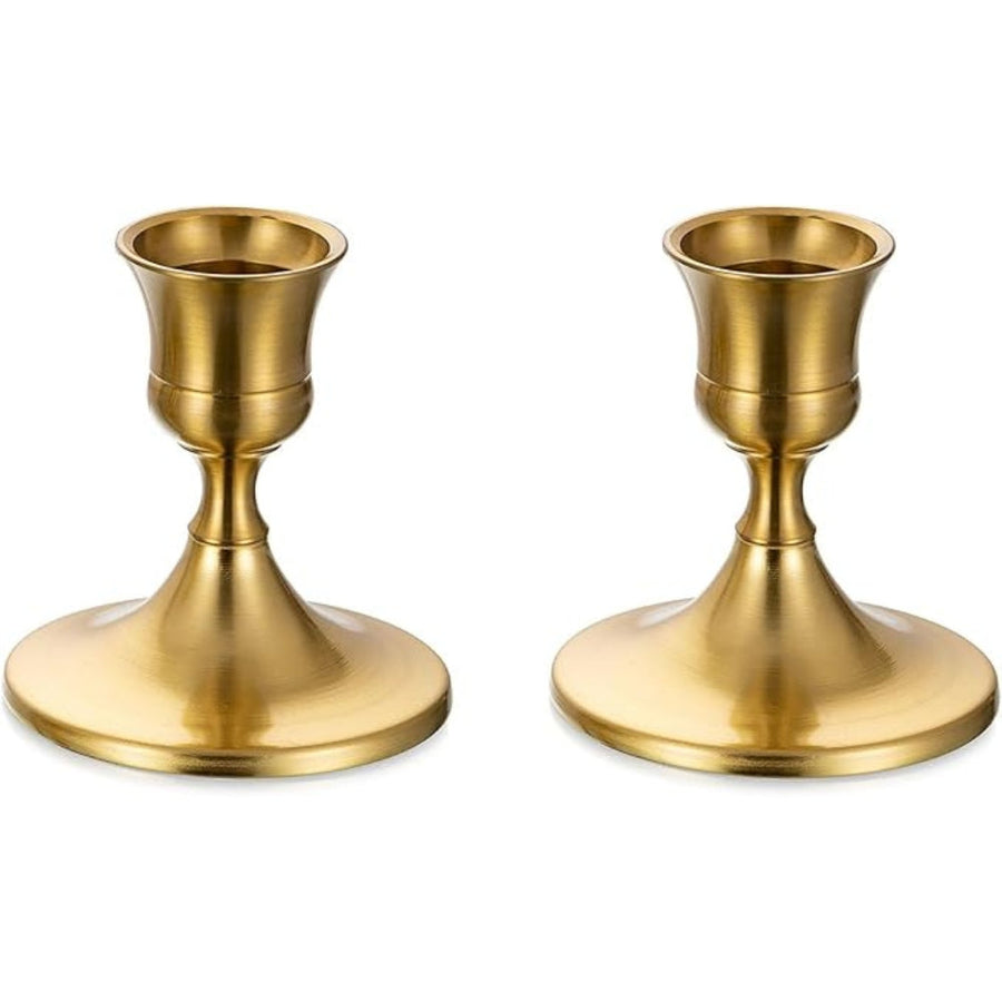 Vintage Iron Candle Holder Set of 2 with Powder-Coated Finish for Taper and LED Candles