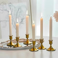 Vintage Iron Candle Holder Set of 2 with Powder-Coated Finish for Taper and LED Candles