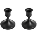 Vintage Iron Candle Holder Set of 2 with Powder-Coated Finish for Taper and LED Candles