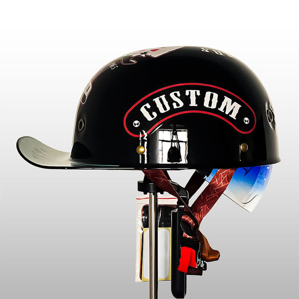 Half-Shell Motorcycle Helmet with Built-In Sun Visor