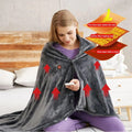 Wearable Heated Blanket Shawl with USB Power, Plush Fleece Cape with Zipper and Adjustable Heat Settings