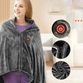 Wearable Heated Blanket Shawl with USB Power, Plush Fleece Cape with Zipper and Adjustable Heat Settings