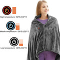 Wearable Heated Blanket Shawl with USB Power, Plush Fleece Cape with Zipper and Adjustable Heat Settings
