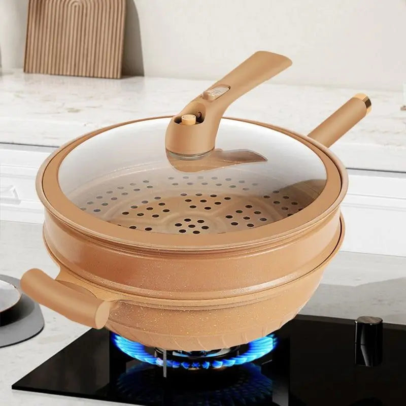Wok Cooking Pro | Non-Stick Wok with Steamer Basket & Glass Lid 0