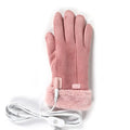 Women's Heated Gloves with USB Rechargeable Battery, Faux Fur Cuffs, Fleece Lining, Touchscreen Compatible