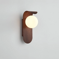 Wood-Effect Spherical LED Wall Sconce – Nordic Japandi, Warm White or Tri-Color Changing