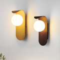 Wood-Effect Spherical LED Wall Sconce – Nordic Japandi, Warm White or Tri-Color Changing