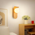 Wood-Effect Spherical LED Wall Sconce – Nordic Japandi, Warm White or Tri-Color Changing