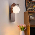 Wood-Effect Spherical LED Wall Sconce – Nordic Japandi, Warm White or Tri-Color Changing