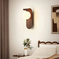 Wood-Effect Spherical LED Wall Sconce – Nordic Japandi, Warm White or Tri-Color Changing