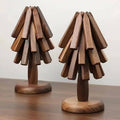 Wood Tree Design Trivet | Walnut Folding Coaster 3