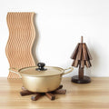 Wood Tree Design Trivet | Walnut Folding Coaster 6