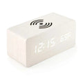 Wooden Digital Alarm Clock | Wireless Charging & Voice Activation for Modern Convenience 0