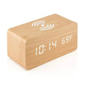 Wooden Digital Alarm Clock | Wireless Charging & Voice Activation for Modern Convenience 4