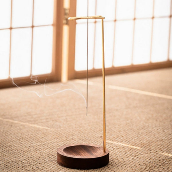 Wooden Incense Burner with Metal Holder for Meditation and Yoga - Handcrafted Natural Design, Compact Size 3.58 x 9.96