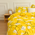 Yellow Blossom 3-Piece Duvet Cover Set with Breathable Microfiber and Zip Closure
