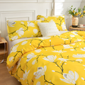 Yellow Blossom 3-Piece Duvet Cover Set with Breathable Microfiber and Zip Closure