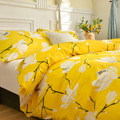 Yellow Blossom 3-Piece Duvet Cover Set with Breathable Microfiber and Zip Closure