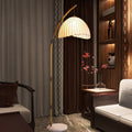 Zen Bamboo Floor Lamp with Soft Fabric Shade – Modern Standing Lamp for Living Room and Home Decor