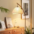 Zen Bamboo Floor Lamp with Soft Fabric Shade – Modern Standing Lamp for Living Room and Home Decor