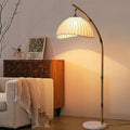 Zen Bamboo Floor Lamp with Soft Fabric Shade – Modern Standing Lamp for Living Room and Home Decor