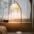 Zen Bamboo Floor Lamp with Soft Fabric Shade – Modern Standing Lamp for Living Room and Home Decor