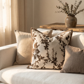 Brown Branch Textured Throw Pillow Cover — Earthy Tonal Cushion Case for Sofa and Bed, 18x18 & 12x20 in