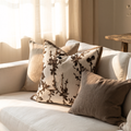 Brown Branch Textured Throw Pillow Cover — Earthy Tonal Cushion Case for Sofa and Bed, 18x18 & 12x20 in