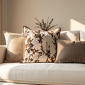 Brown Branch Textured Throw Pillow Cover — Earthy Tonal Cushion Case for Sofa and Bed, 18x18 & 12x20 in